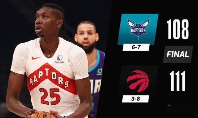  猛龙客场不敌黄蜂跌至东部第十  